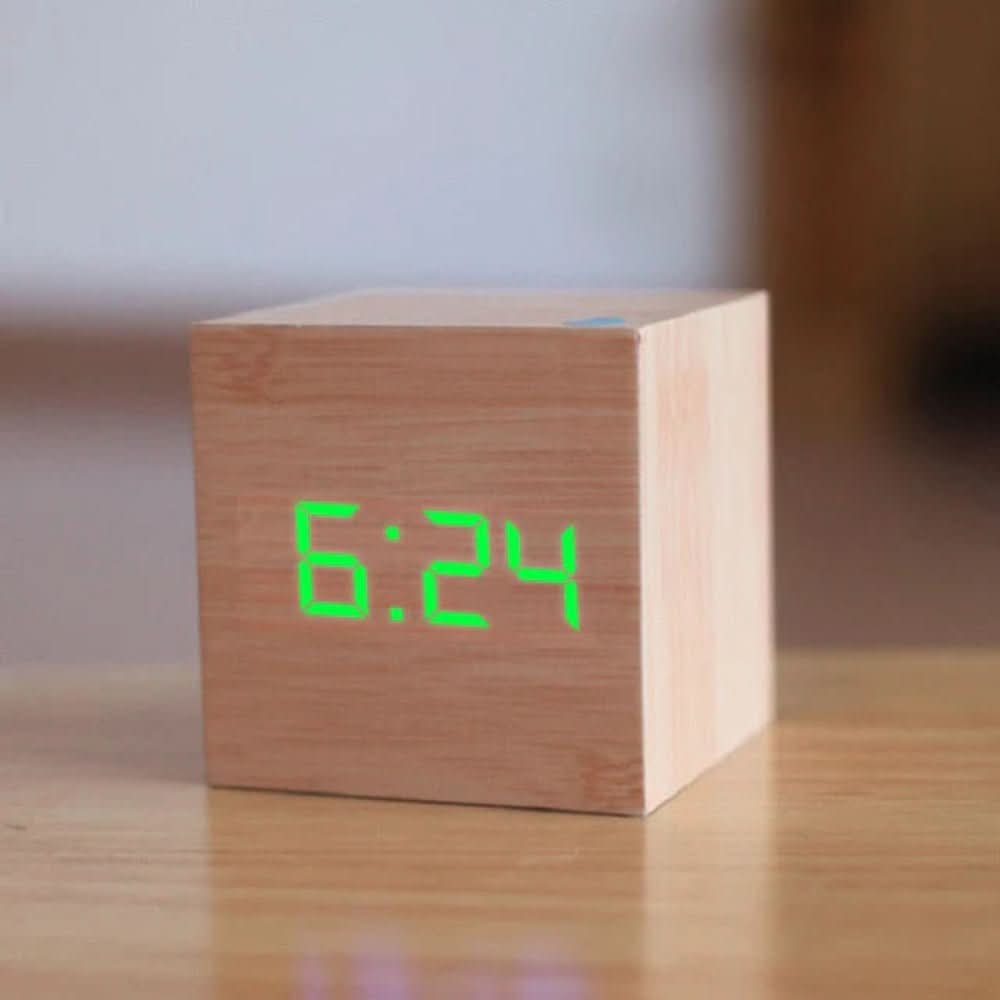 Cube LED Digital Alarm Clock with Date and Temperature Display