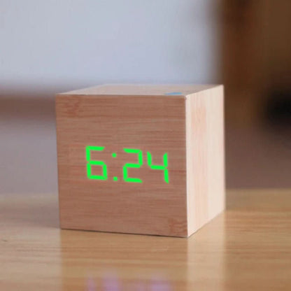 Cube LED Digital Alarm Clock with Date and Temperature Display