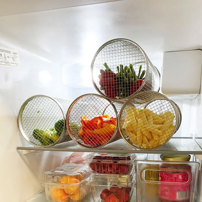 Cylindrical Mesh BBQ Grill Basket with Door