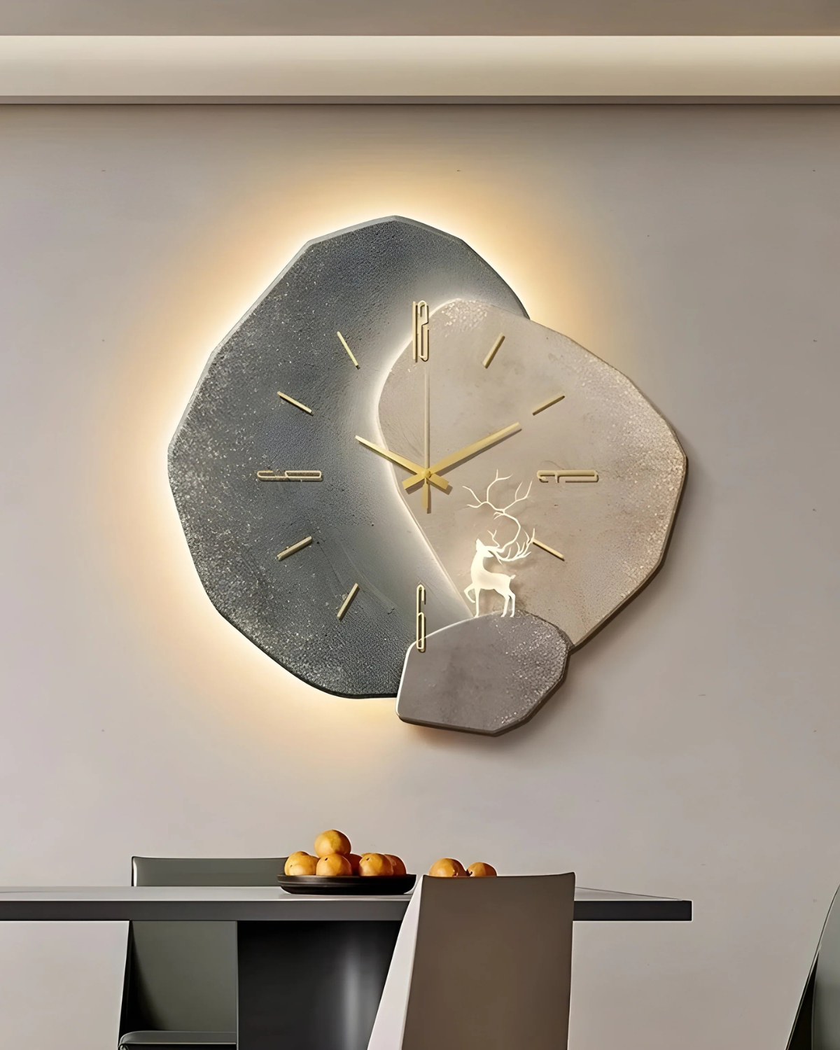 Decorative Wall Clock with LED Backlight and Moon Design