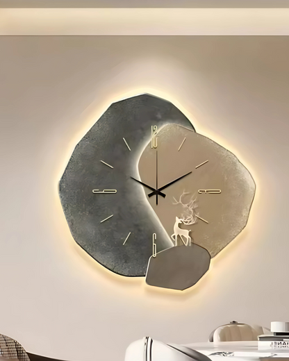 Decorative Wall Clock with LED Backlight and Moon Design