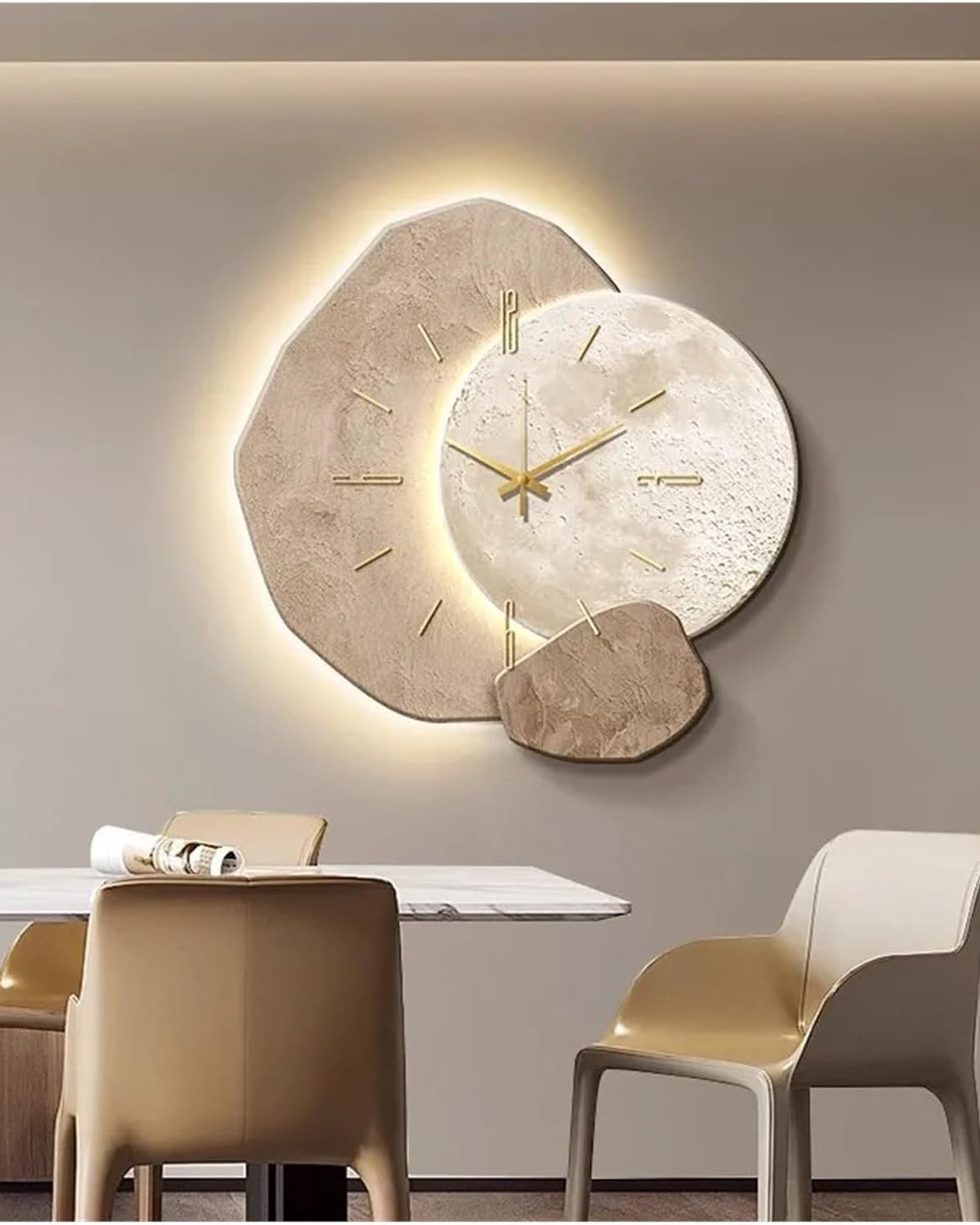 Decorative Wall Clock with LED Backlight and Moon Design
