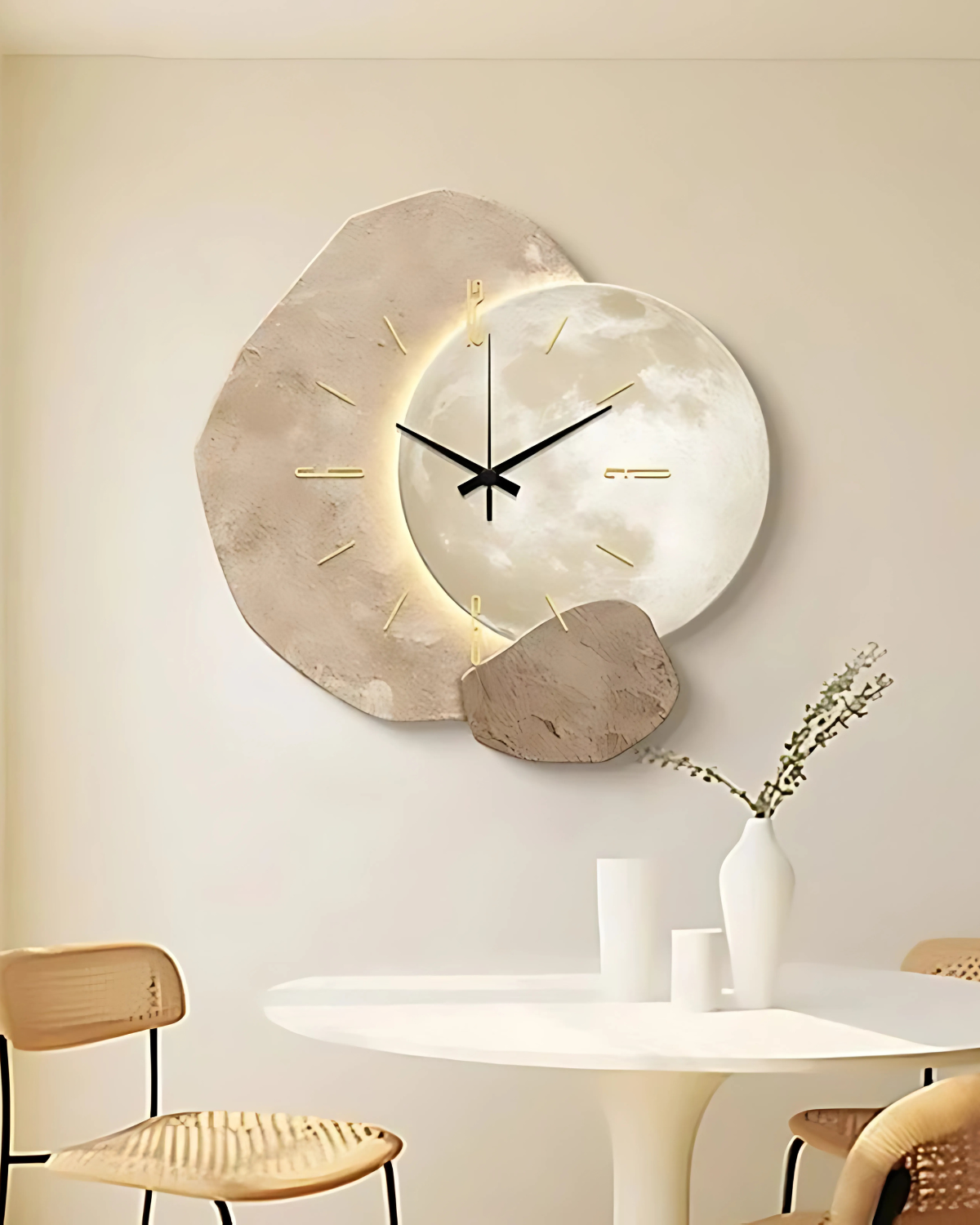 Decorative Wall Clock with LED Backlight and Moon Design