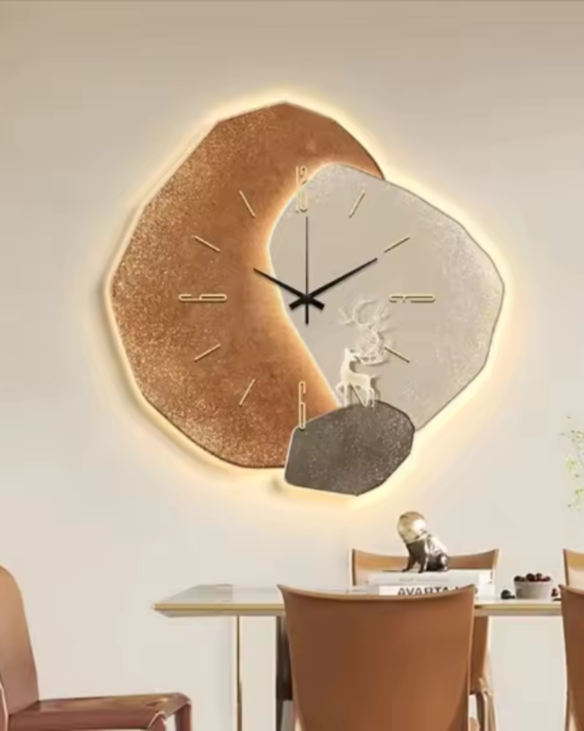 Decorative Wall Clock with LED Backlight and Moon Design