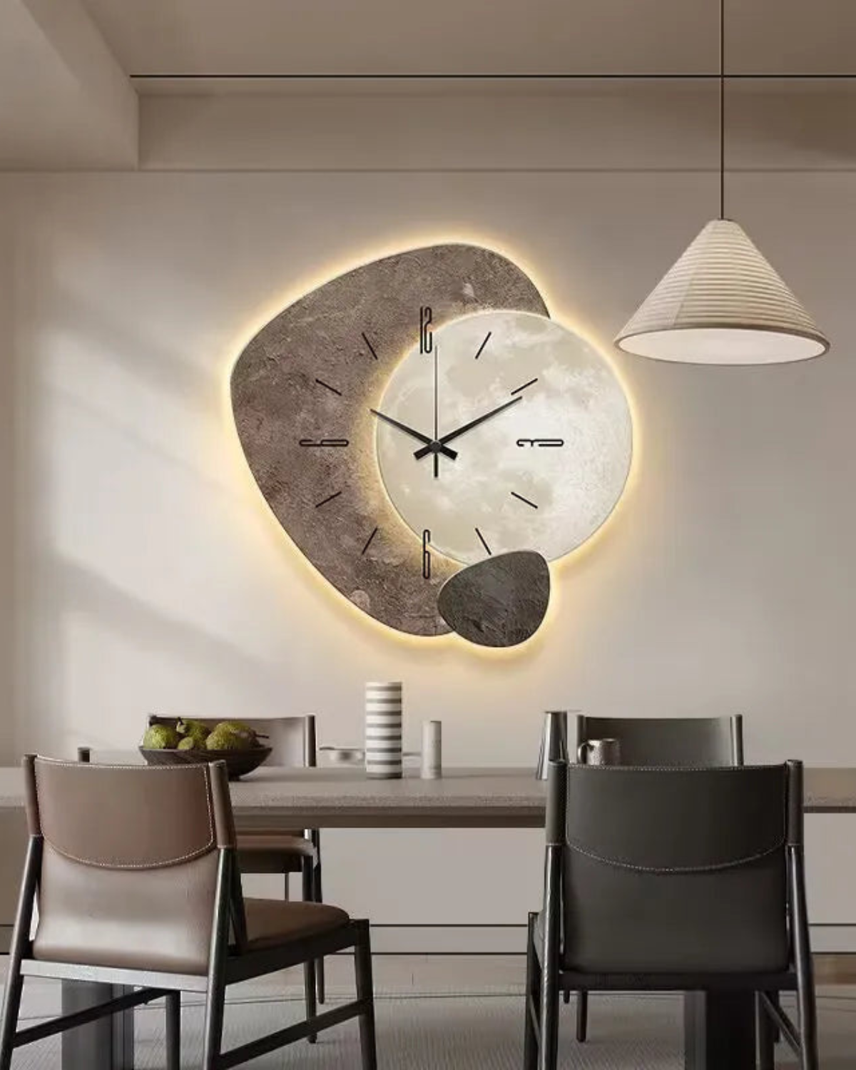 Decorative Wall Clock with LED Backlight and Moon Design