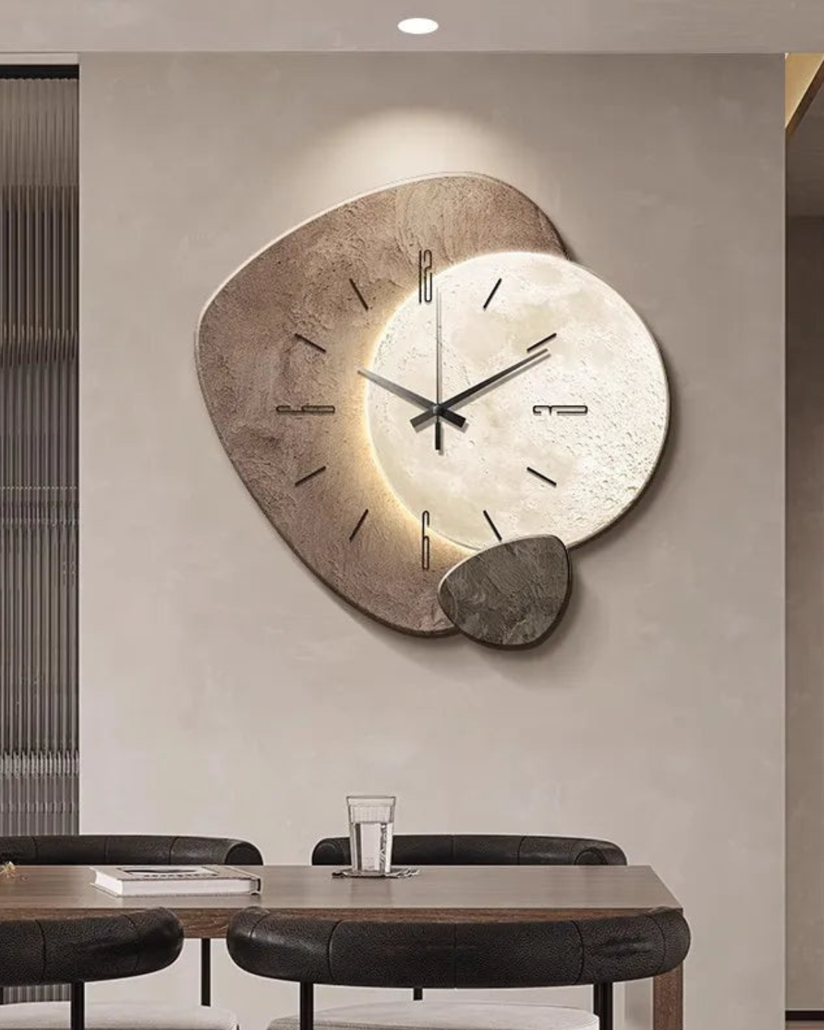 Decorative Wall Clock with LED Backlight and Moon Design