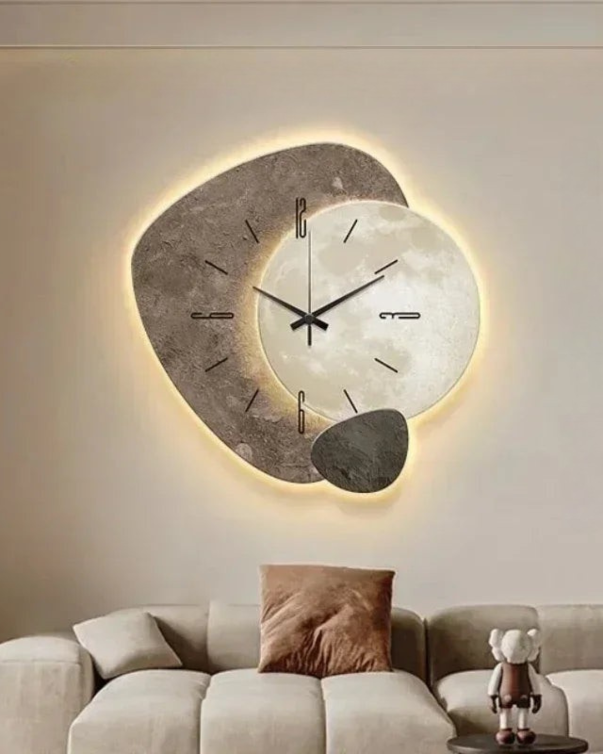 Decorative Wall Clock with LED Backlight and Moon Design