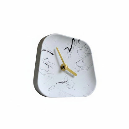 Desk Clock Minimalist Concrete with Silent Sweep Movement and Gold Hands