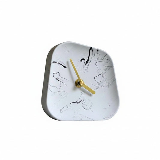 Desk Clock Minimalist Concrete with Silent Sweep Movement and Gold Hands