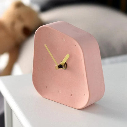 Desk Clock Minimalist Concrete with Silent Sweep Movement and Gold Hands