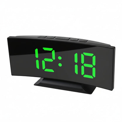 Digital LED Alarm Clock with Curved Mirror Display, Snooze and Temperature Display