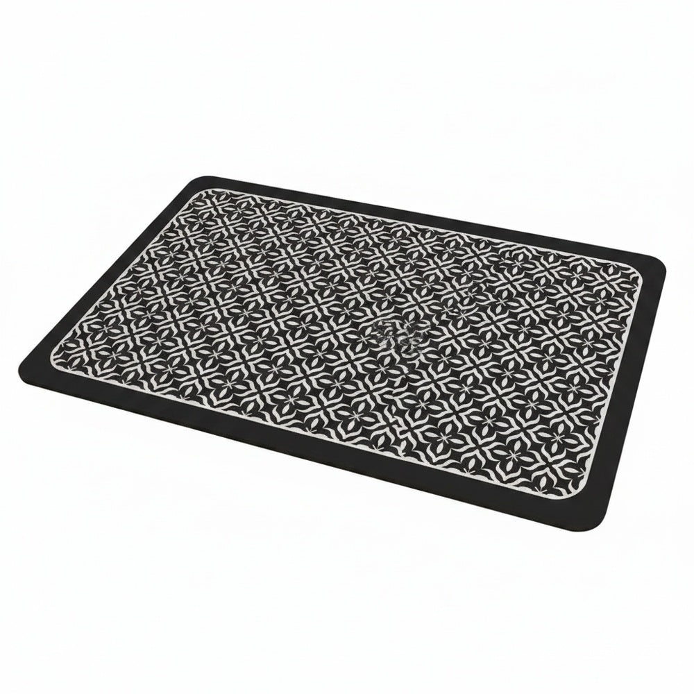 Dish Drying Mat with Absorbent Surface, Rubber Backing and Geometric Pattern