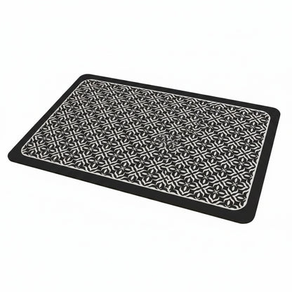 Dish Drying Mat with Absorbent Surface, Rubber Backing and Geometric Pattern