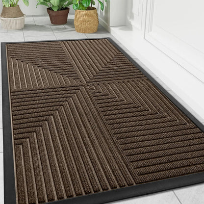 Doormat Indoor Outdoor with Anti-Slip Bottom and Geometric Pattern