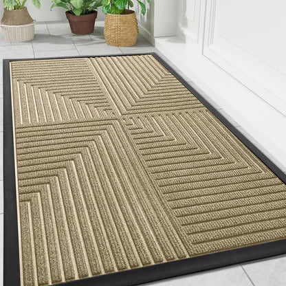 Doormat Indoor Outdoor with Anti-Slip Bottom and Geometric Pattern