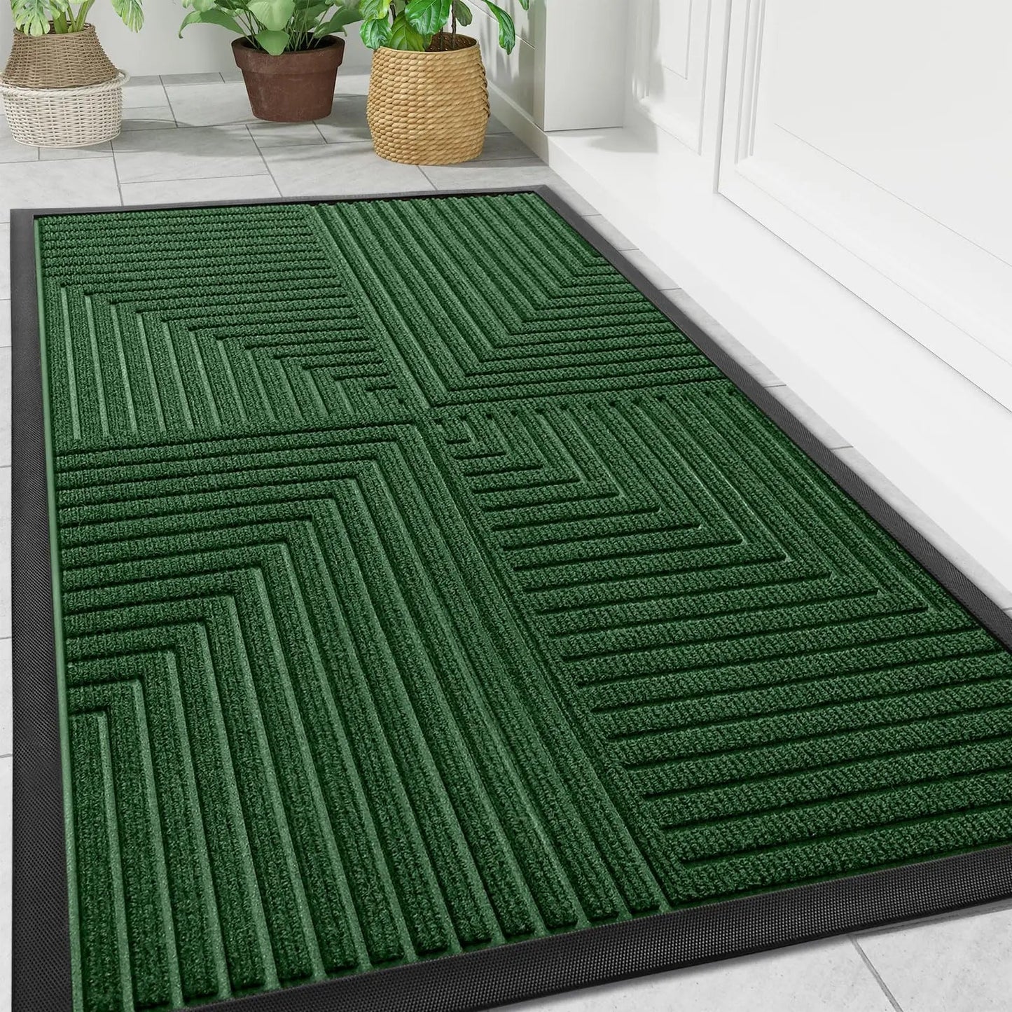 Doormat Indoor Outdoor with Anti-Slip Bottom and Geometric Pattern