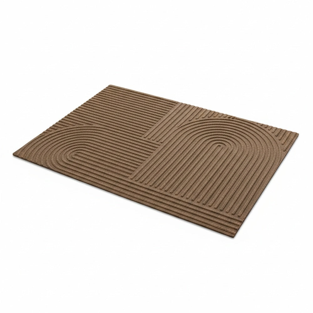 Doormat with Geometric Arch Pattern and Ribbed Texture for Entryway