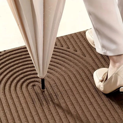 Doormat with Geometric Arch Pattern and Ribbed Texture for Entryway