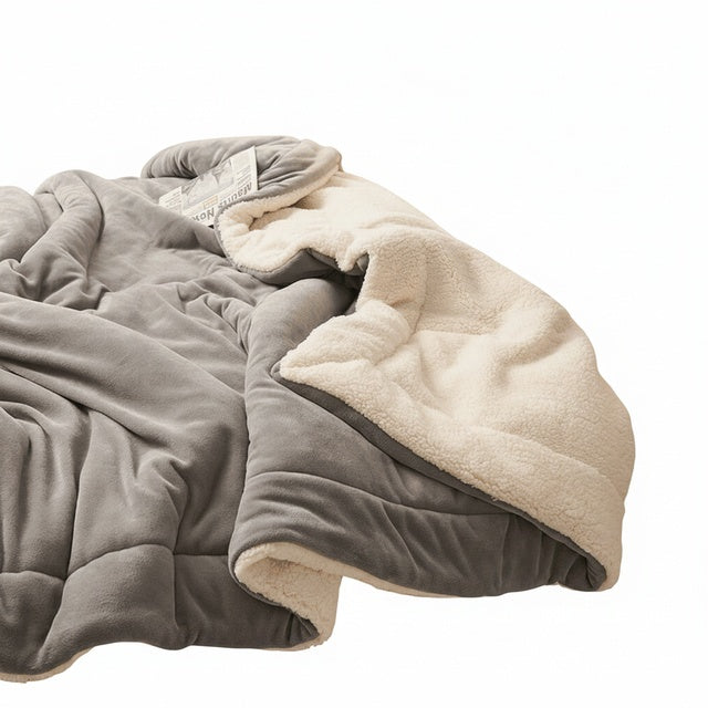 Double-Sided Sherpa Throw Blanket for Sofa and Bed with Flannel Fleece