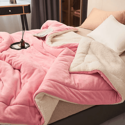 Double-Sided Sherpa Throw Blanket for Sofa and Bed with Flannel Fleece