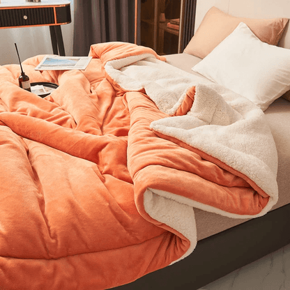 Double-Sided Sherpa Throw Blanket for Sofa and Bed with Flannel Fleece