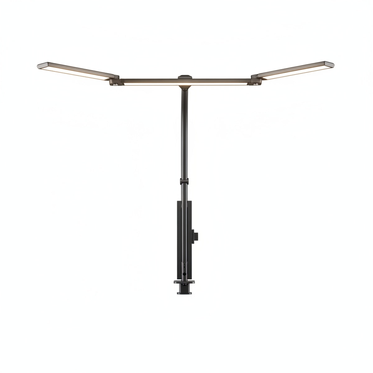 Dual Head LED Desk Lamp with Clamp, Gooseneck and Triple Light Panel for Wide Desk Coverage
