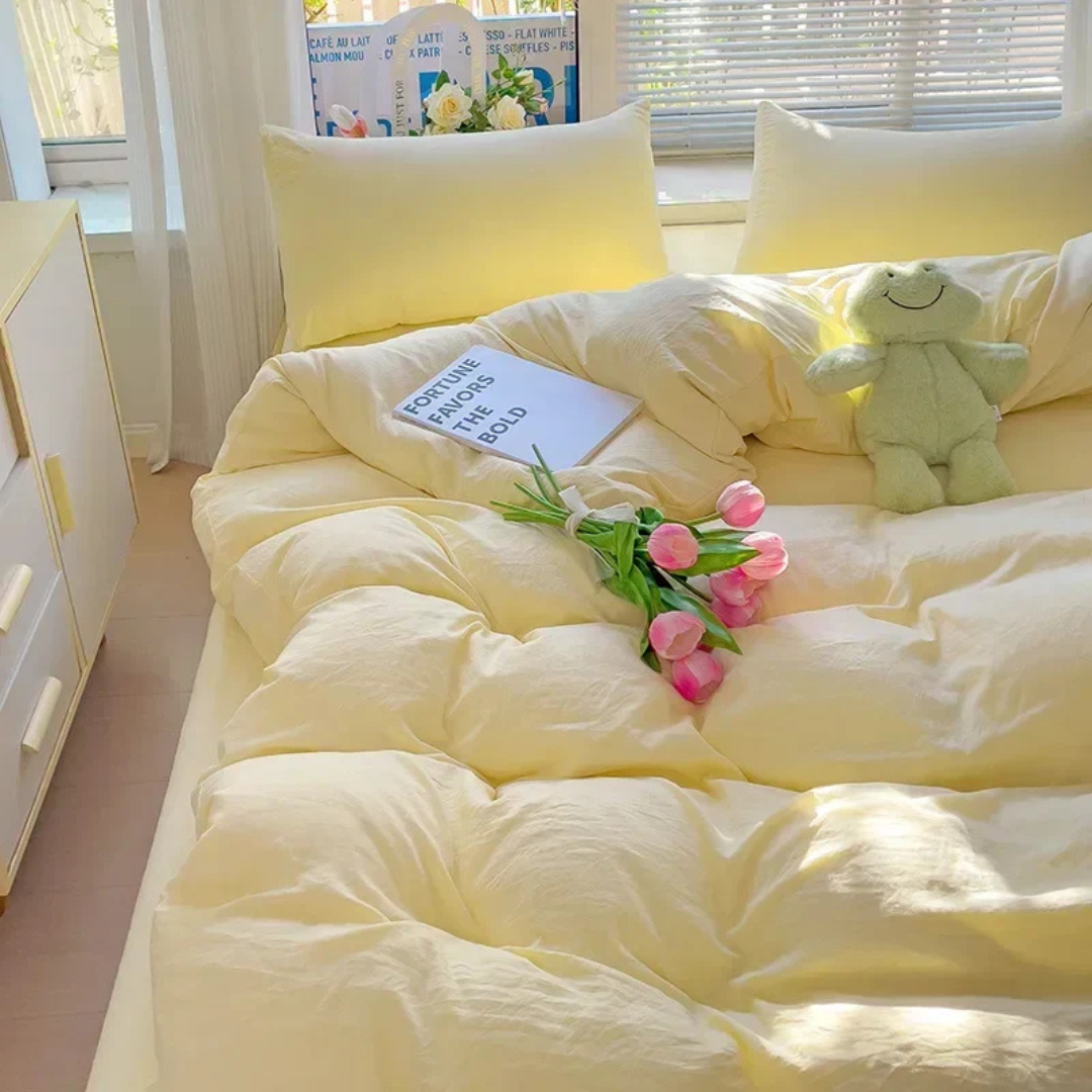 Duvet Cover Set with Pillowcases Plain Solid Color