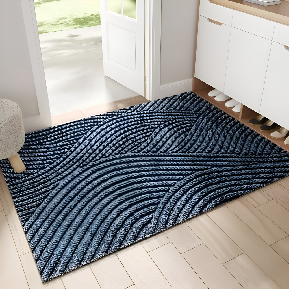 Entryway Doormat with Anti-Slip Base and Geometric 3D Pattern