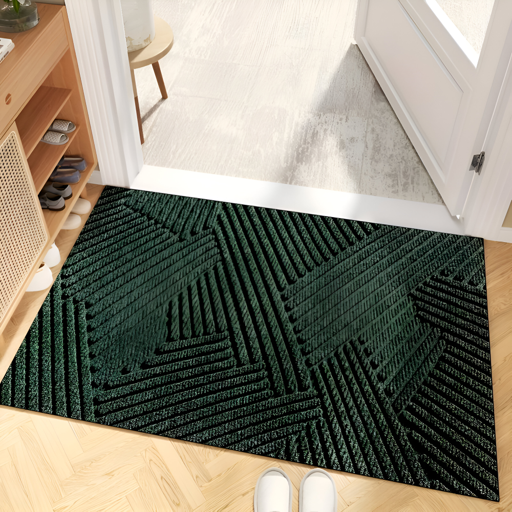 Entryway Doormat with Anti-Slip Base and Geometric 3D Pattern