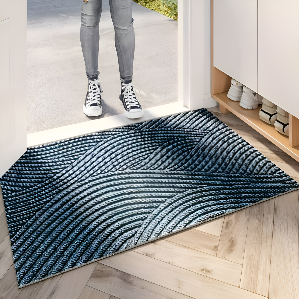 Entryway Doormat with Anti-Slip Base and Geometric 3D Pattern