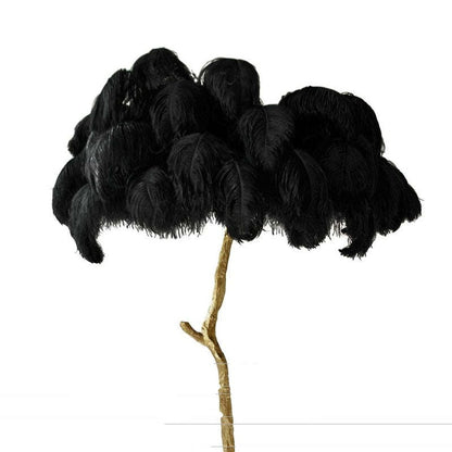 Feather Floor Lamp and Table Lamp Bohemian with Ostrich Feather Shade and Branch Base