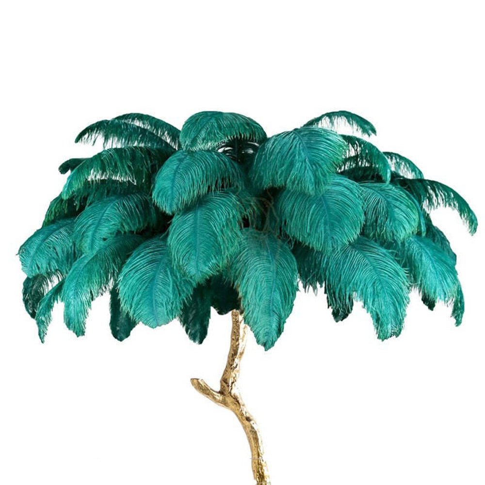 Feather Floor Lamp and Table Lamp Bohemian with Ostrich Feather Shade and Branch Base