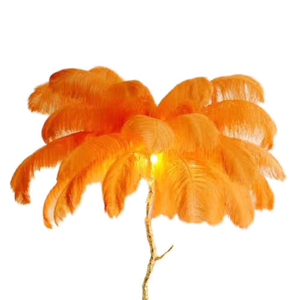 Feather Floor Lamp and Table Lamp Bohemian with Ostrich Feather Shade and Branch Base