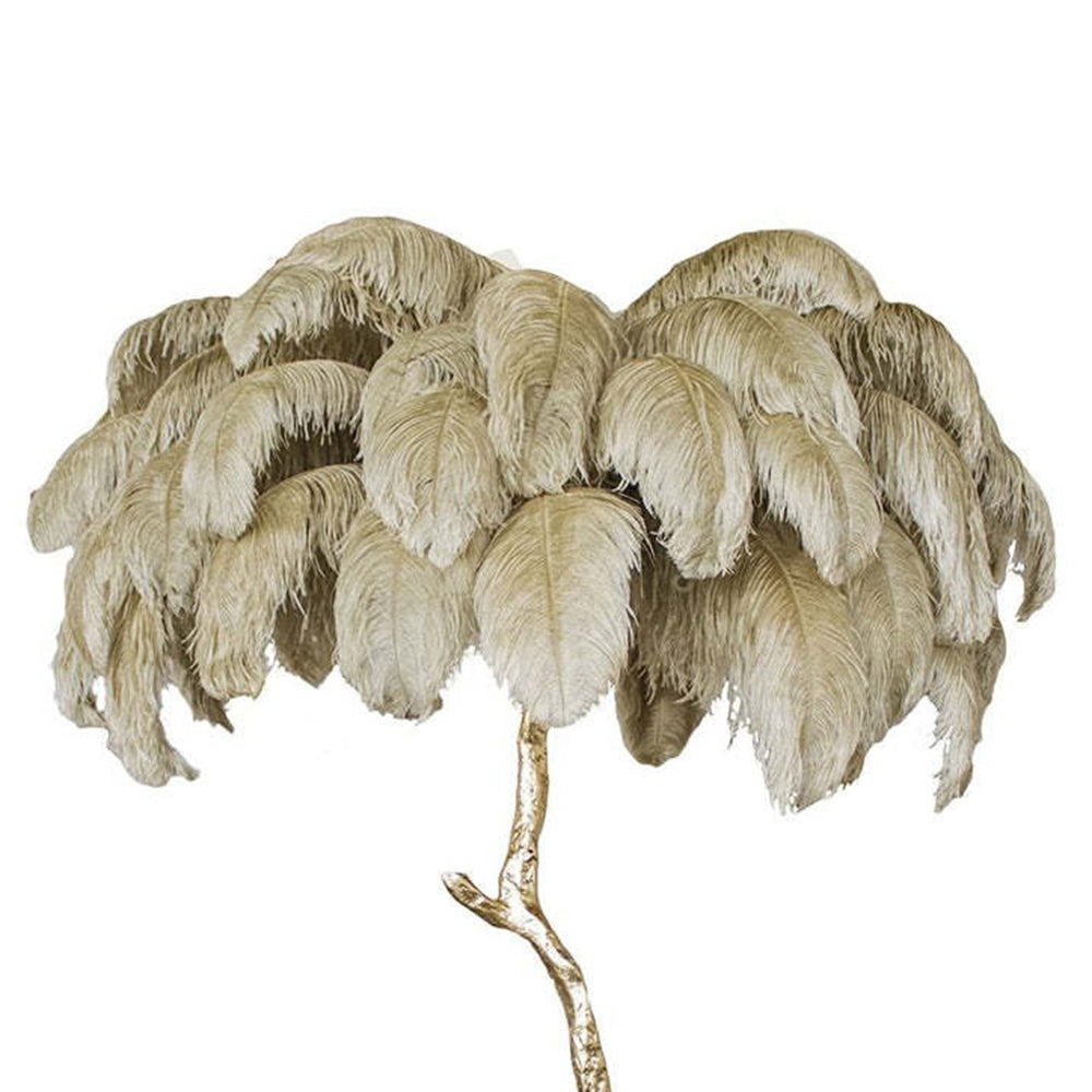 Feather Floor Lamp and Table Lamp Bohemian with Ostrich Feather Shade and Branch Base
