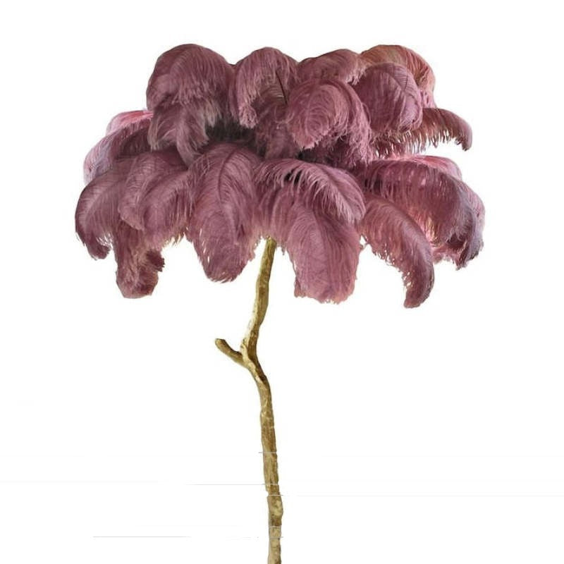 Feather Floor Lamp and Table Lamp Bohemian with Ostrich Feather Shade and Branch Base