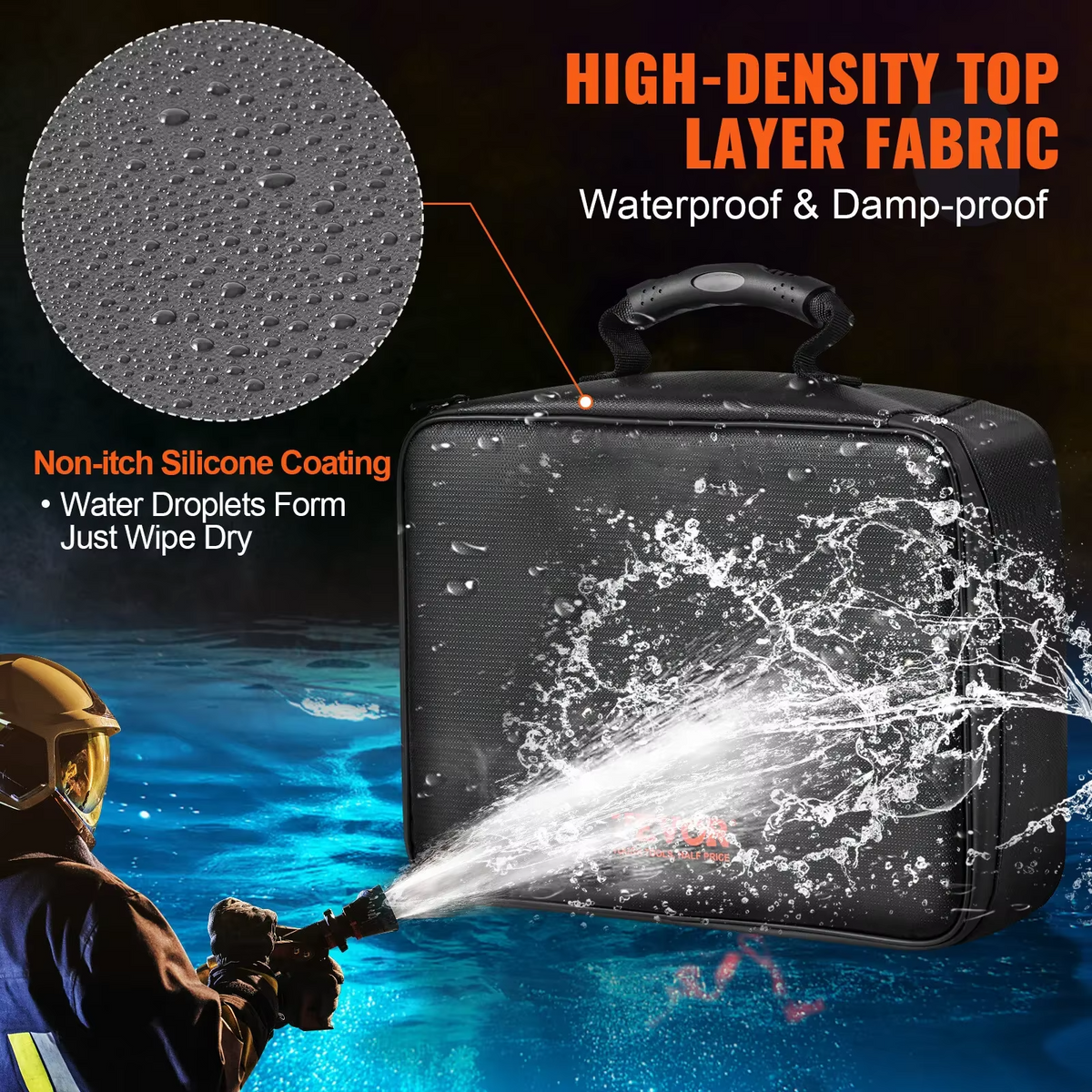 Fireproof Document Bag with Combination Lock and Multiple Compartments