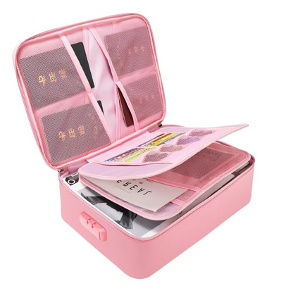 Fireproof Document Bag with Combination Lock and Multiple Compartments