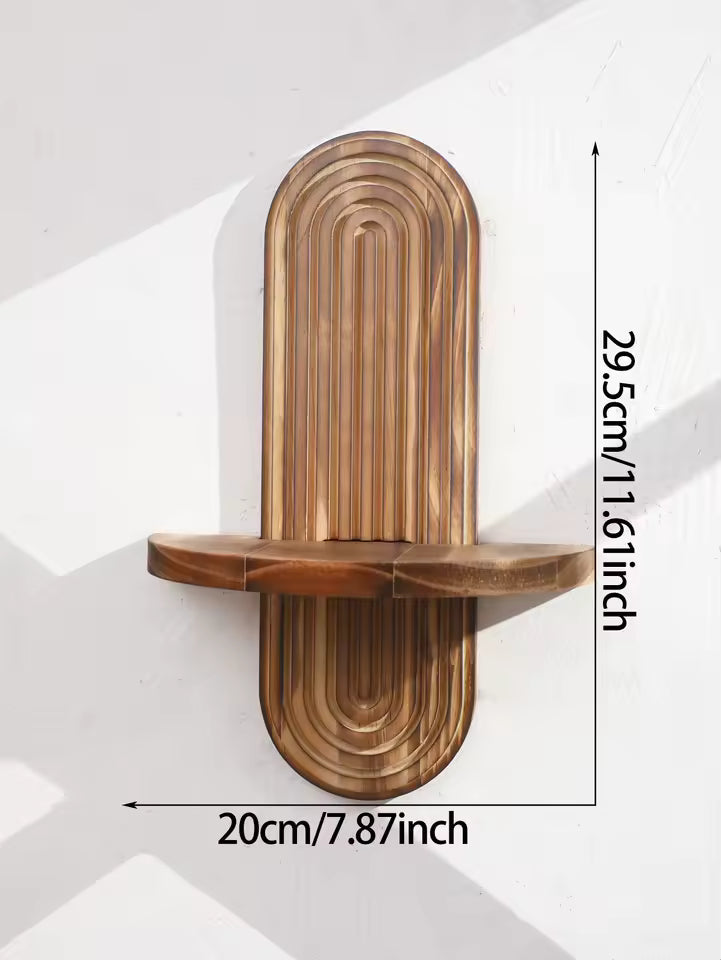 Floating Wall Shelf with Fluted Arch Backplate and Rounded Silhouette