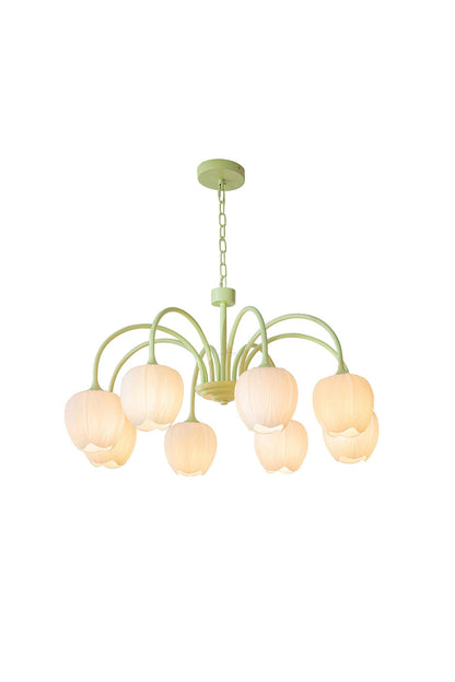 Floral Chandelier Bohemian with Tulip Glass Shades and Adjustable Chain