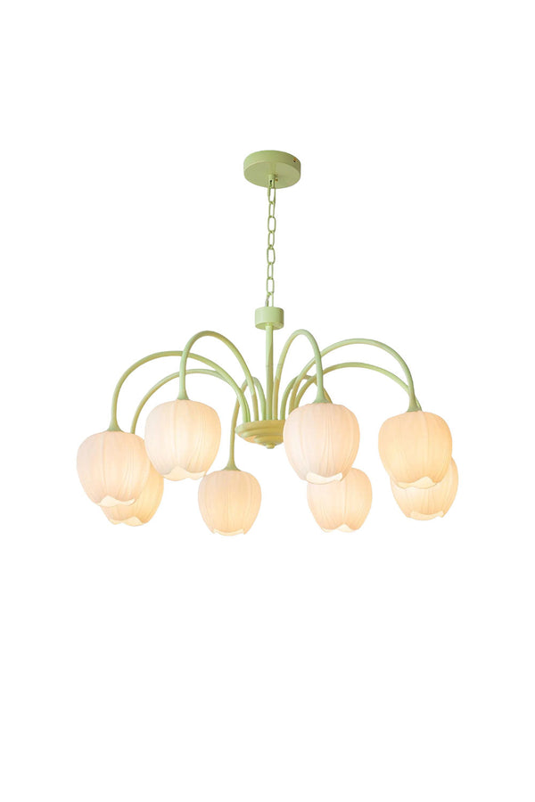 Floral Chandelier Bohemian with Tulip Glass Shades and Adjustable Chain