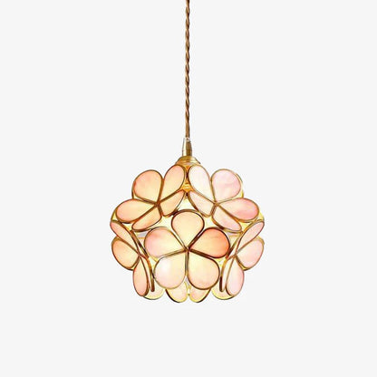 Floral Glass Pendant Lamp Art Deco with Brass Fitting and Petal Shade