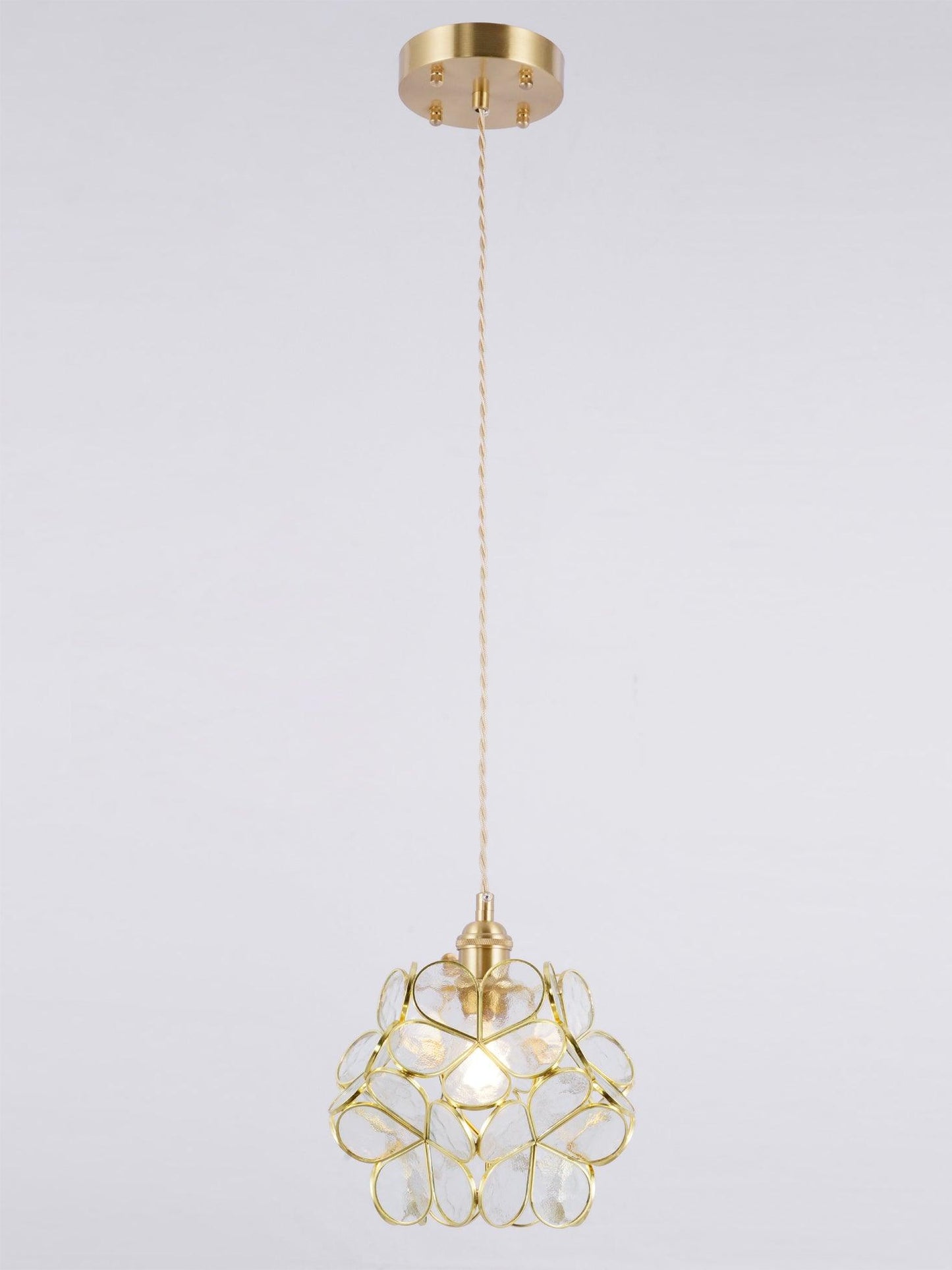 Floral Glass Pendant Lamp Art Deco with Brass Fitting and Petal Shade