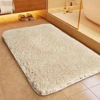 Fluffy Bath Mat with Anti-Slip Bottom and Rounded Corners