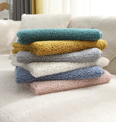 Fluffy Sofa Cover Non-Slip Couch Protector with Sherpa Texture