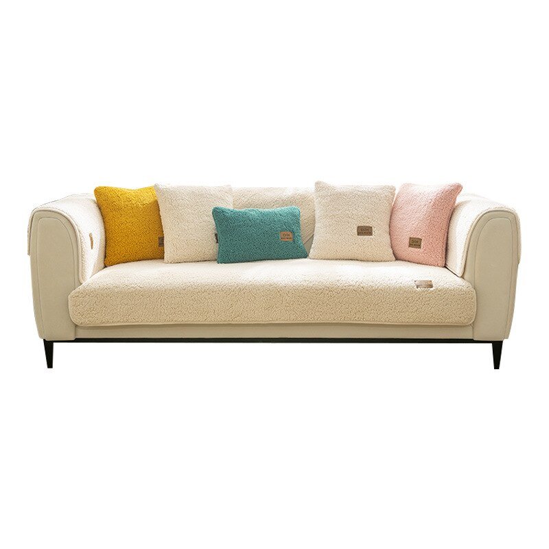 Fluffy Sofa Cover Non-Slip Couch Protector with Sherpa Texture