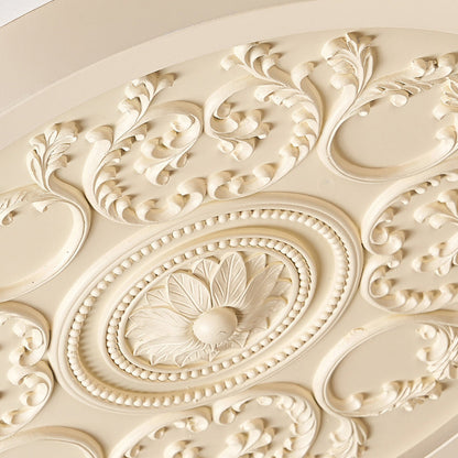 Flush Mount Ceiling Light Art Deco with Carved Floral Panel and Integrated LED