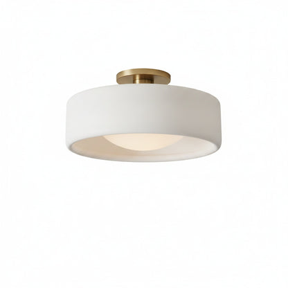 Flush Mount Ceiling Light Modern Ceramic Drum Shade with Brass Fitting
