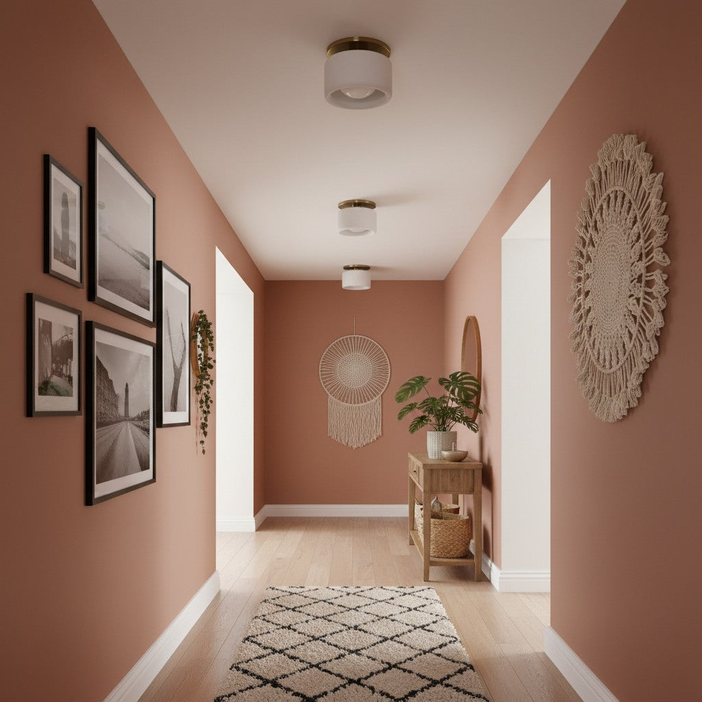 Flush Mount Ceiling Light Modern Ceramic Drum Shade with Brass Fitting
