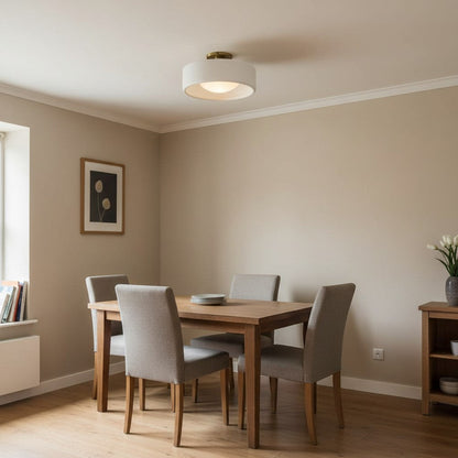 Flush Mount Ceiling Light Modern Ceramic Drum Shade with Brass Fitting