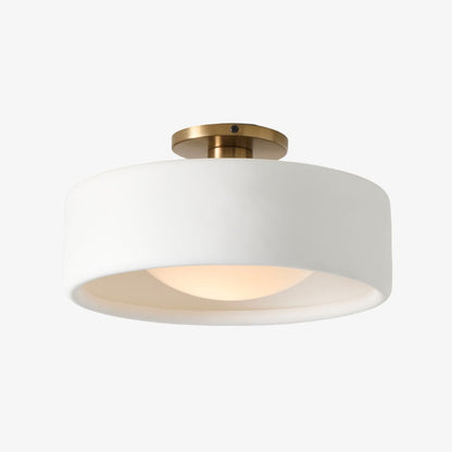 Flush Mount Ceiling Light Modern Ceramic Drum Shade with Brass Fitting